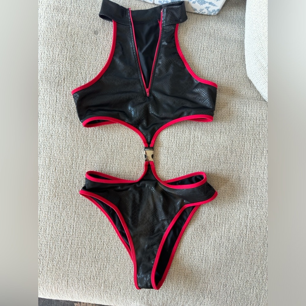 Rave after rave black and red body suit set size M